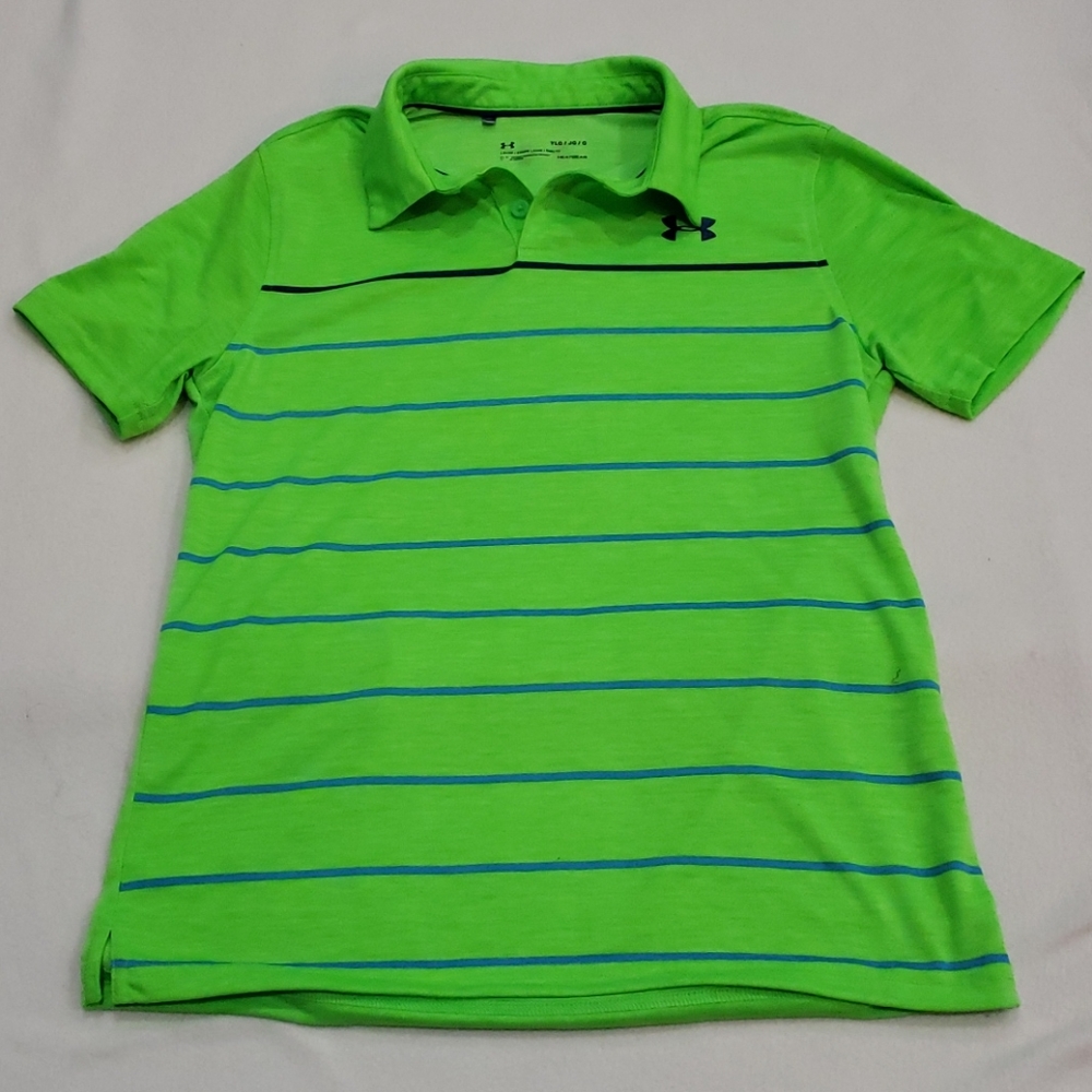 Under Armour Kids Green Striped Polo Shirt